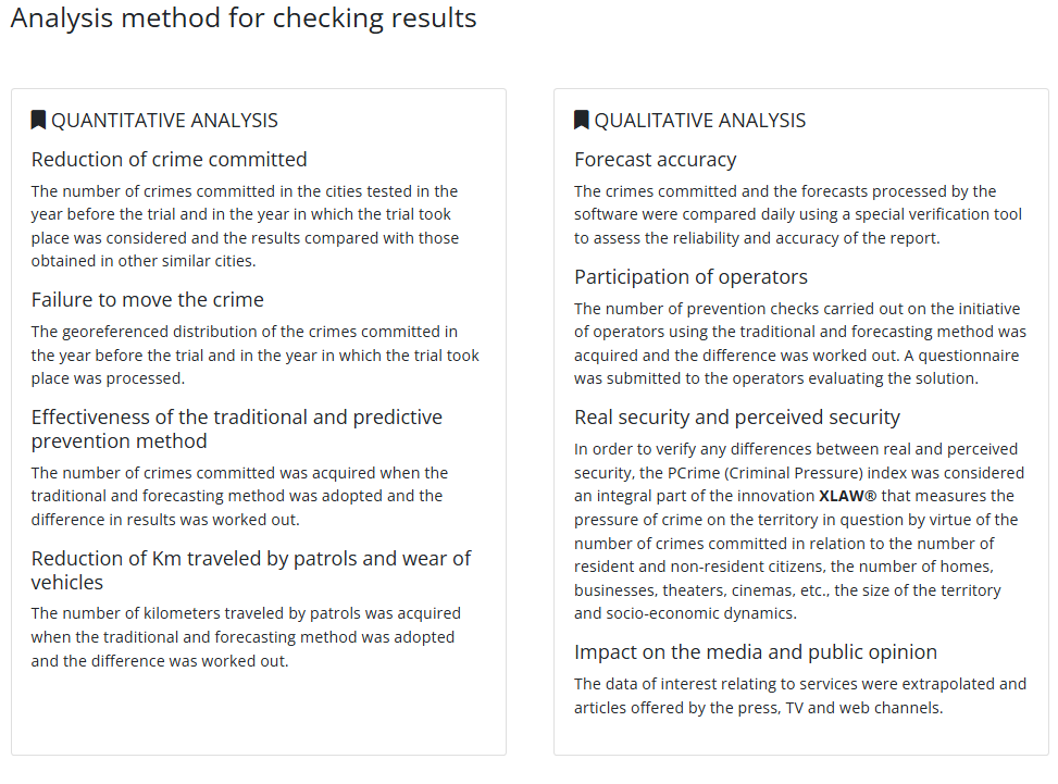Analysis method for result verification