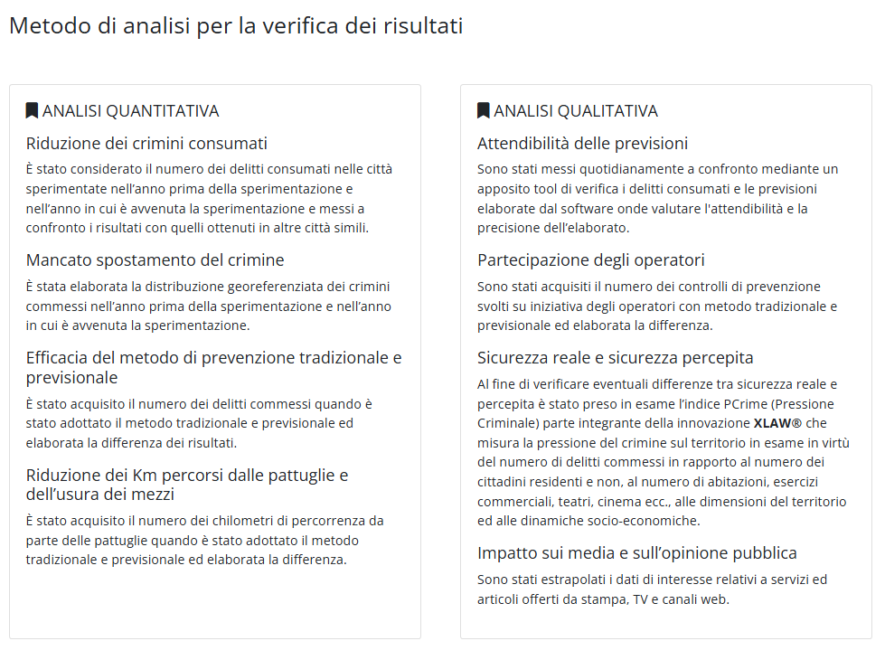 Metodo di analisi per la verifica dei risultati