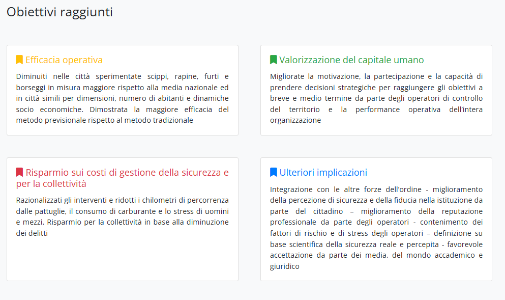 Obiettivi raggiunti
